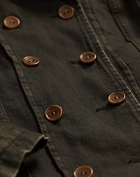Double-Breasted Black Denim Jacket