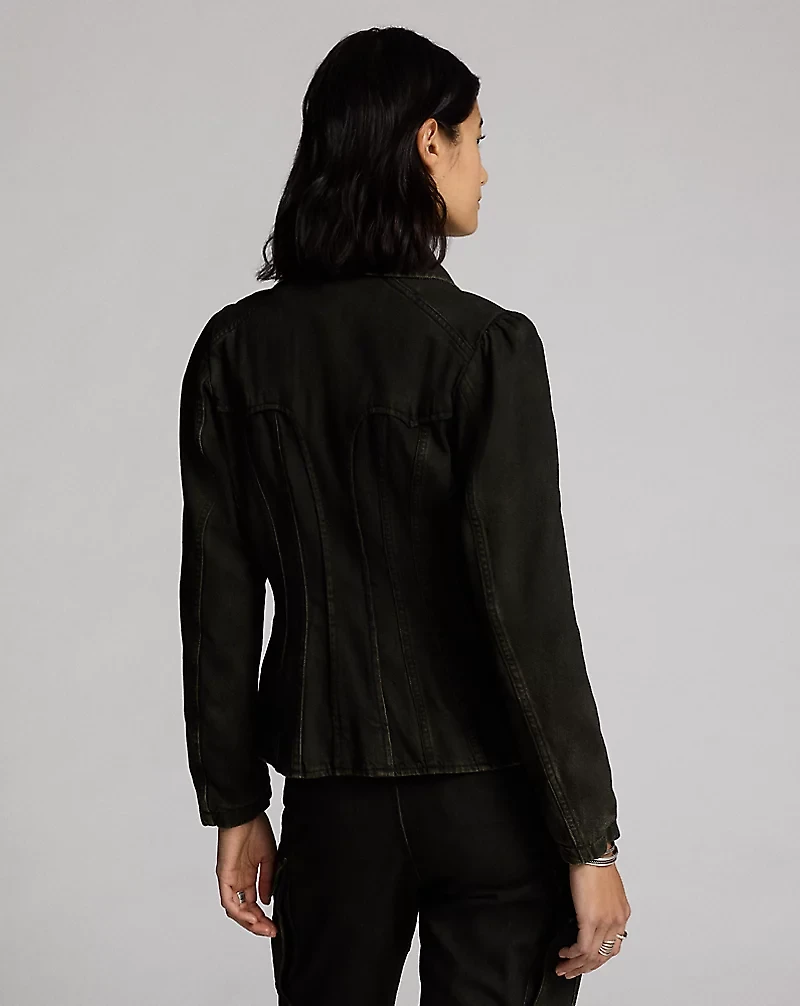 Double-Breasted Black Denim Jacket