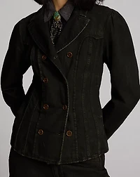 Double-Breasted Black Denim Jacket