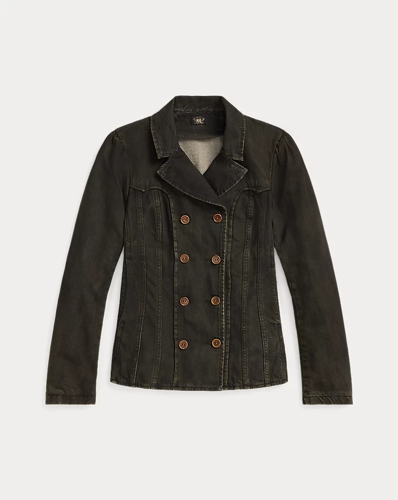 Double-Breasted Black Denim Jacket