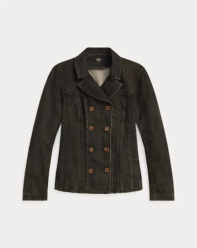 Double-Breasted Black Denim Jacket