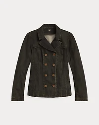 Double-Breasted Black Denim Jacket