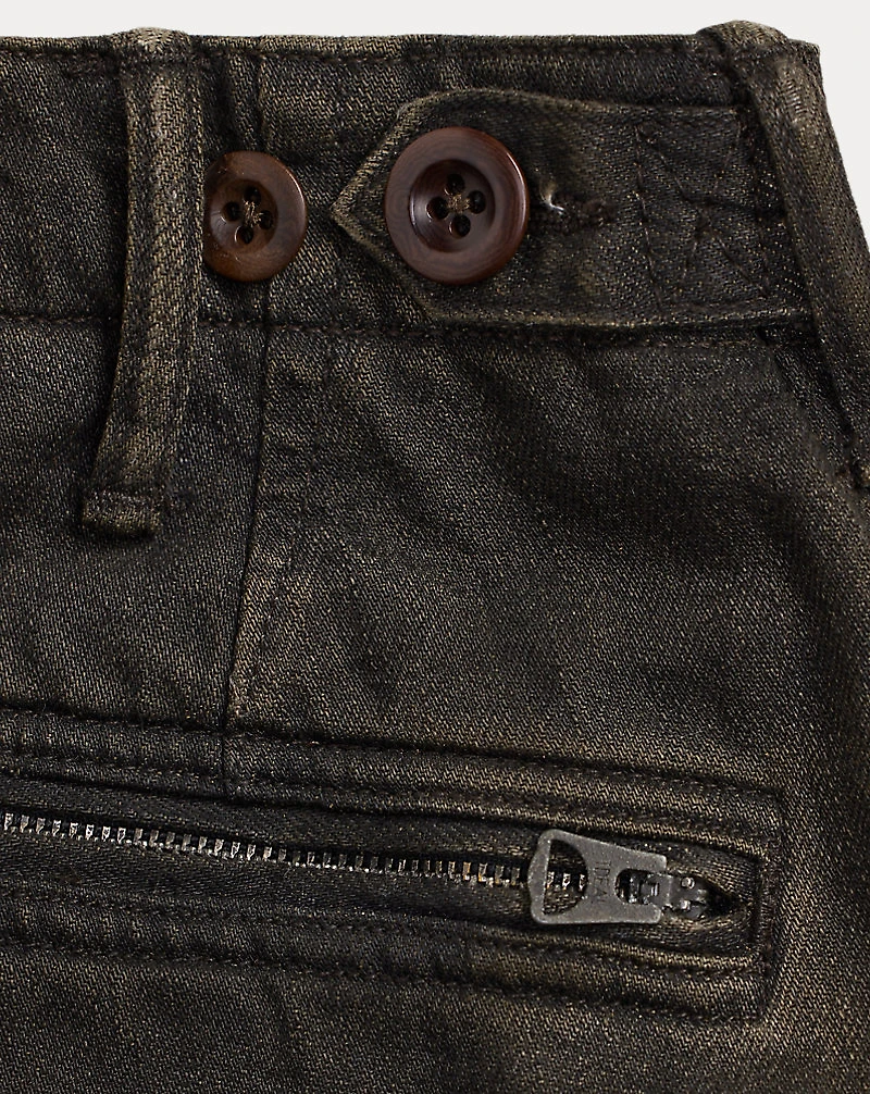 Skinny Black Denim Cargo Pant