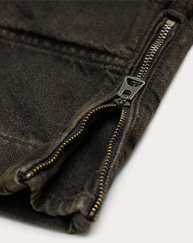 Skinny Black Denim Cargo Pant