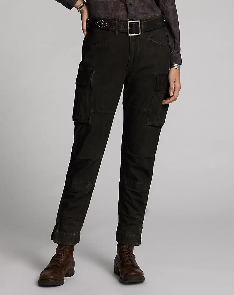Skinny Black Denim Cargo Pant