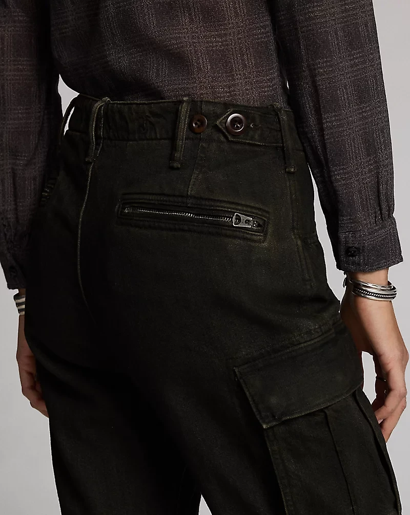 Skinny Black Denim Cargo Pant