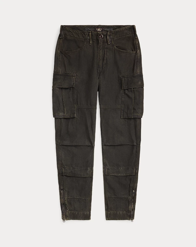 Skinny Black Denim Cargo Pant