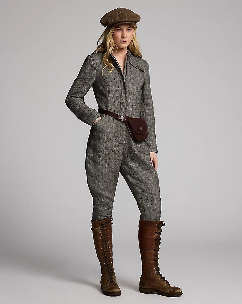 Herringbone Tweed Jumpsuit