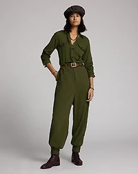 Embroidered Twill Jumpsuit