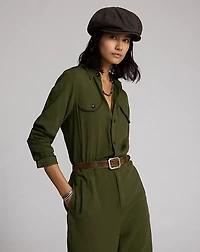 Embroidered Twill Jumpsuit