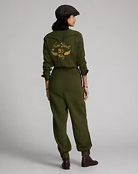 Embroidered Twill Jumpsuit
