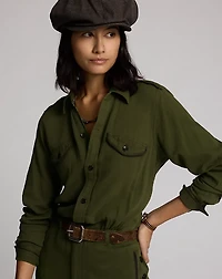 Embroidered Twill Jumpsuit