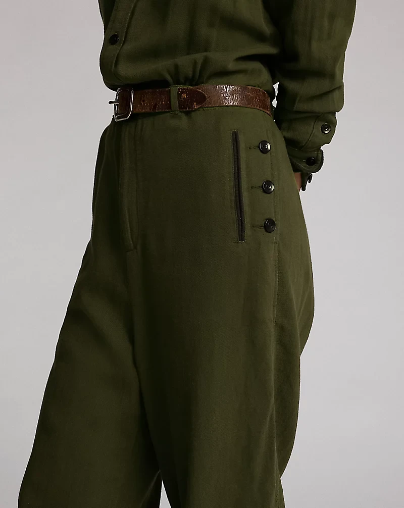 Embroidered Twill Jumpsuit
