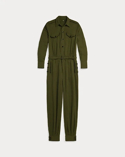 Embroidered Twill Jumpsuit