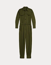 Embroidered Twill Jumpsuit