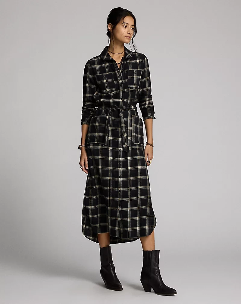 Plaid Jaspé Twill Shirtdress