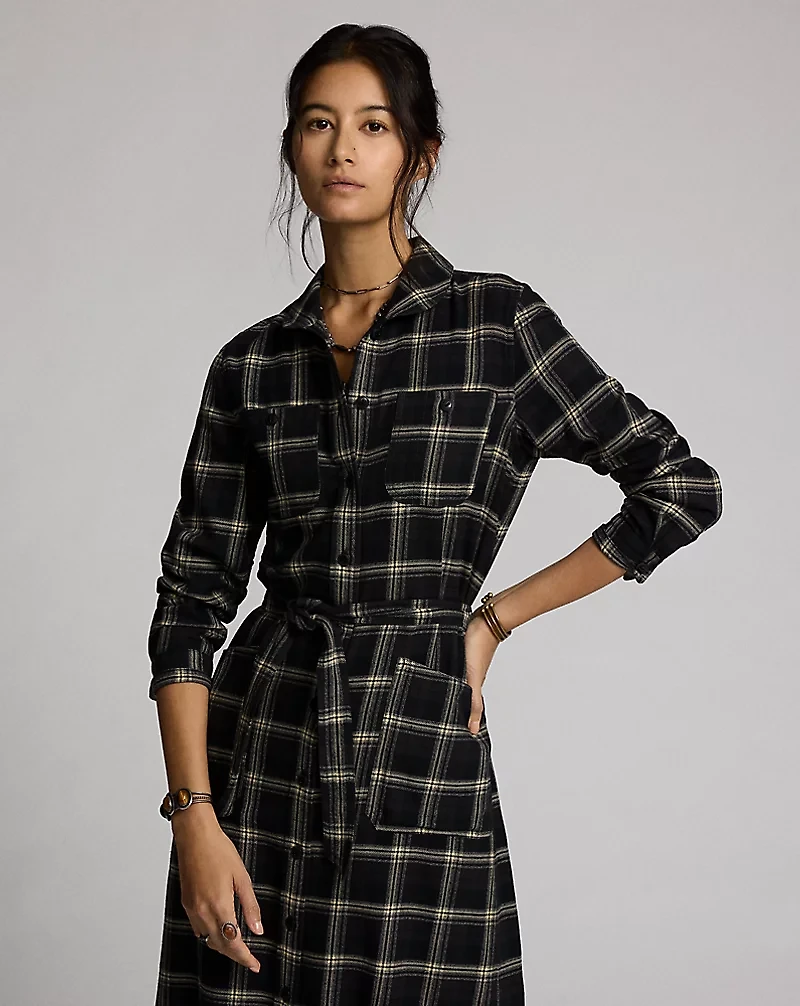 Plaid Jaspé Twill Shirtdress