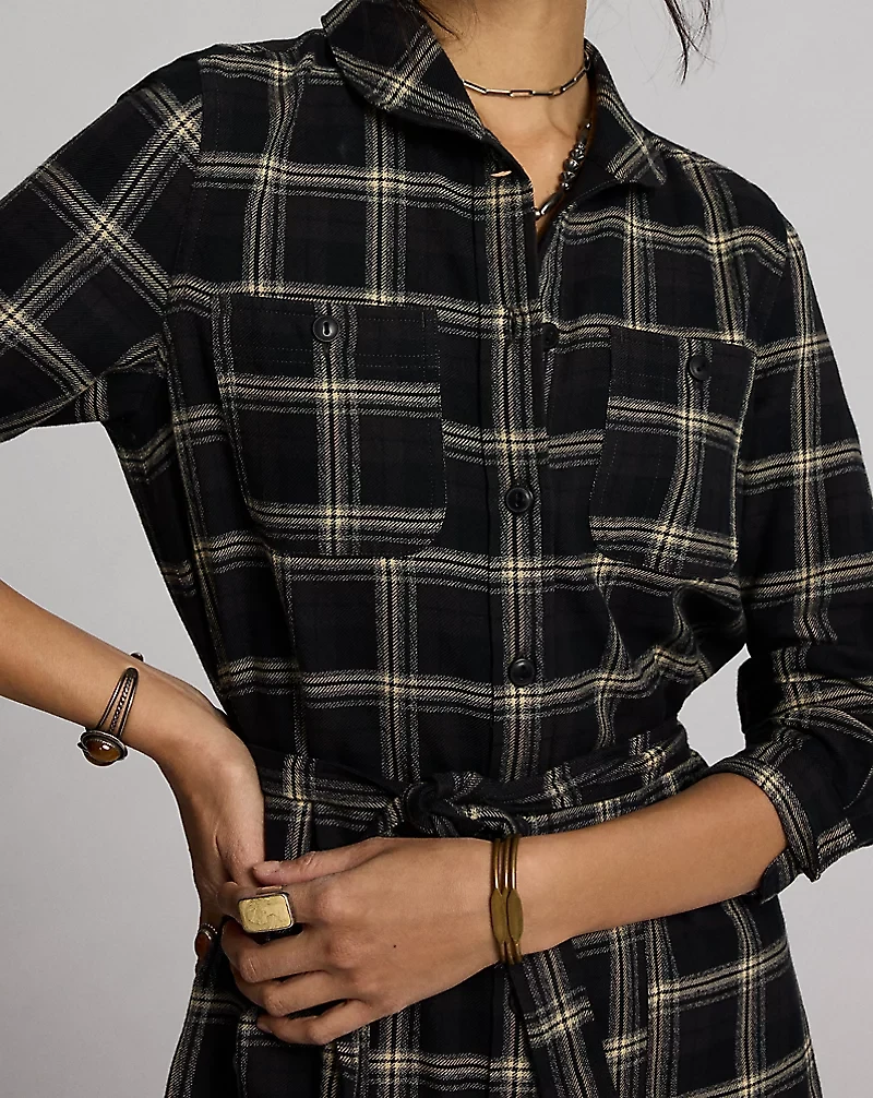 Plaid Jaspé Twill Shirtdress