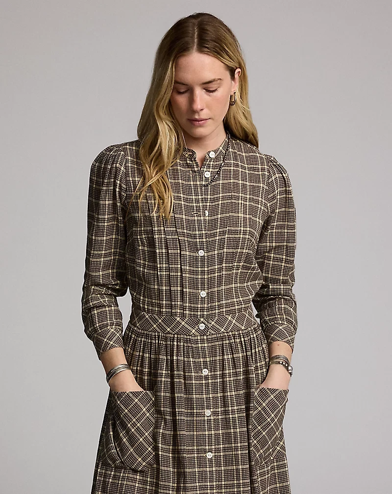 Checked Cotton Dobby Dress