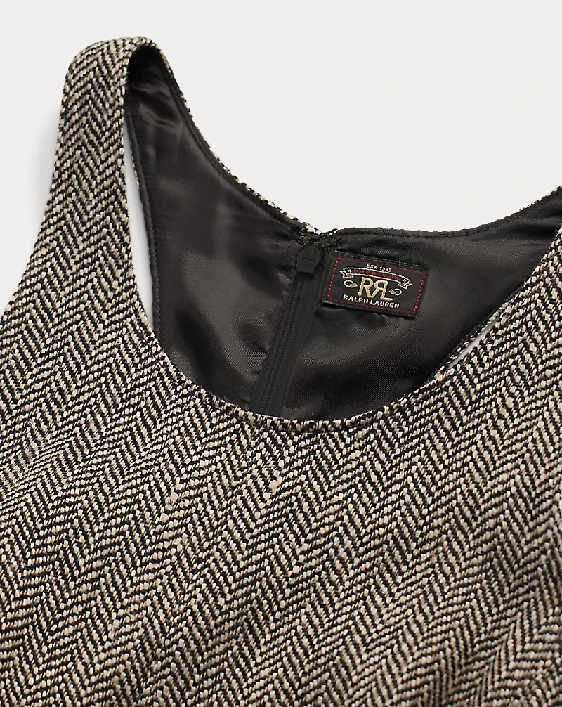 Herringbone Tweed Racerback Dress