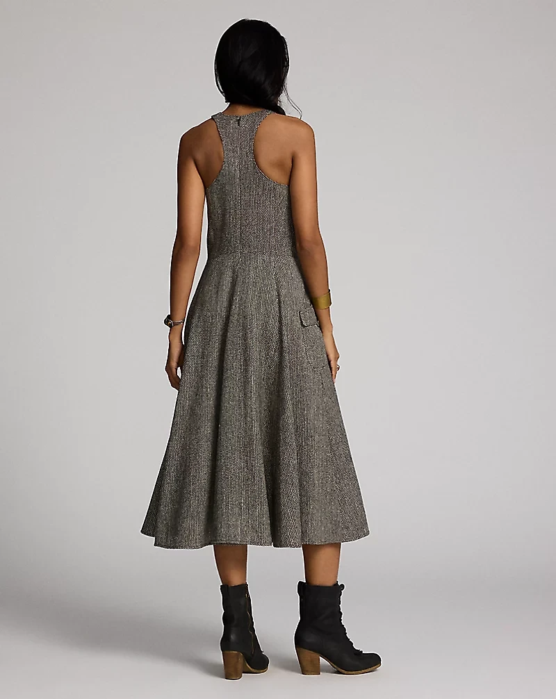 Herringbone Tweed Racerback Dress