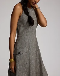 Herringbone Tweed Racerback Dress
