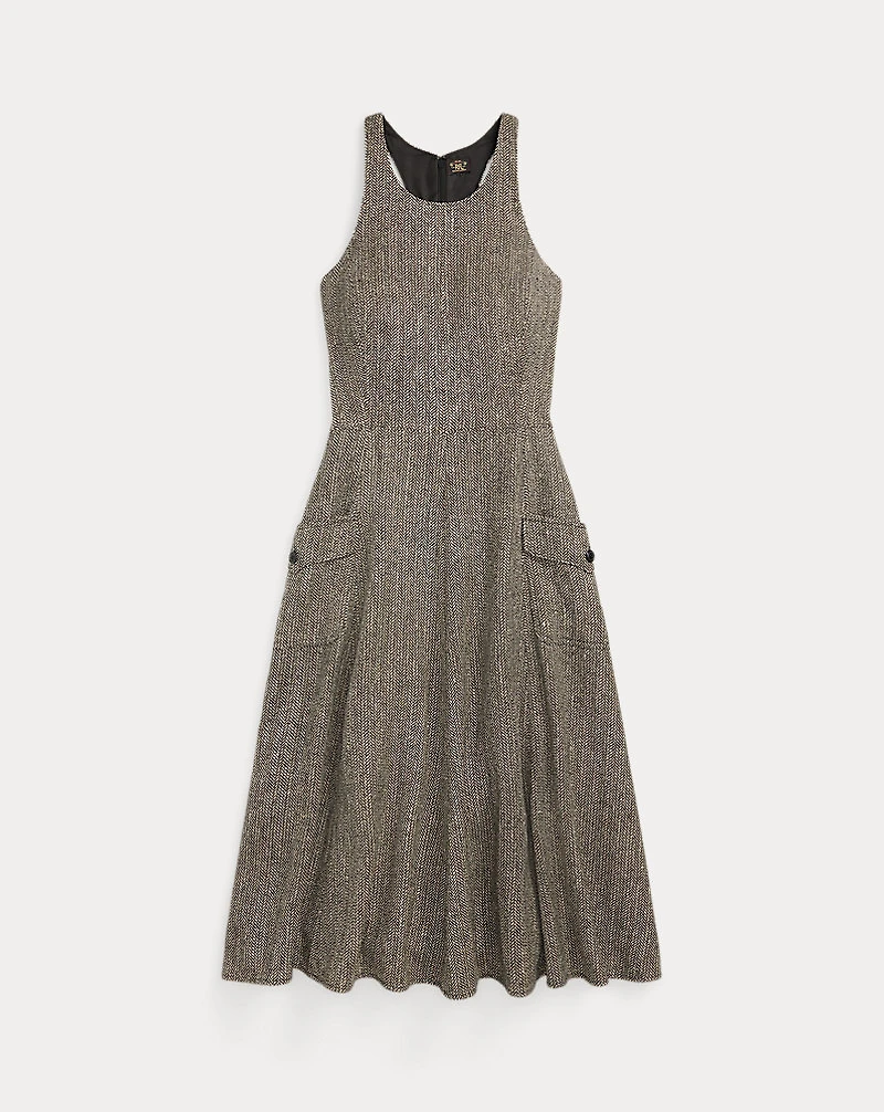 Herringbone Tweed Racerback Dress
