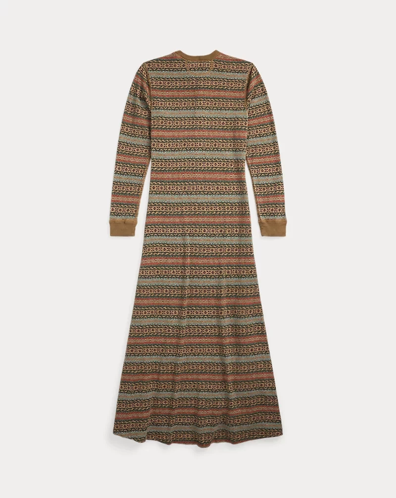 Fair Isle Linen-Cotton Henley Dress