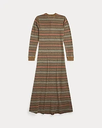 Fair Isle Linen-Cotton Henley Dress