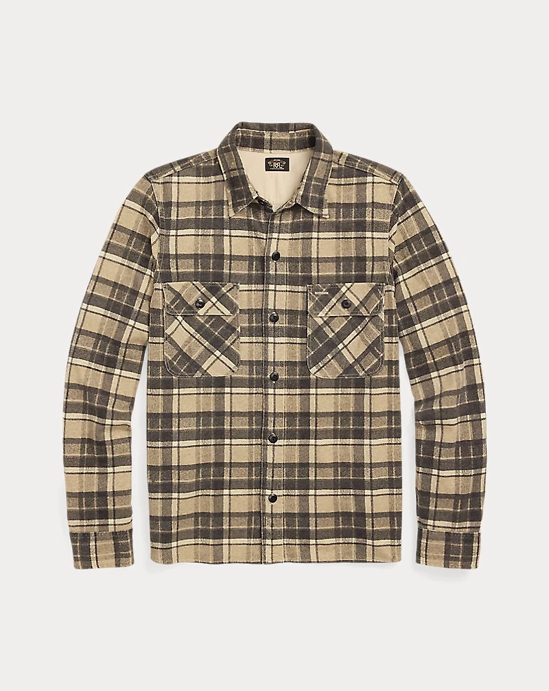 Plaid Linen-Cotton Jersey Workshirt
