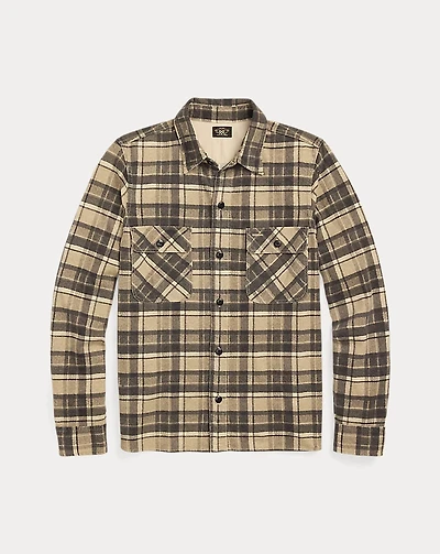 Plaid Linen-Cotton Jersey Workshirt