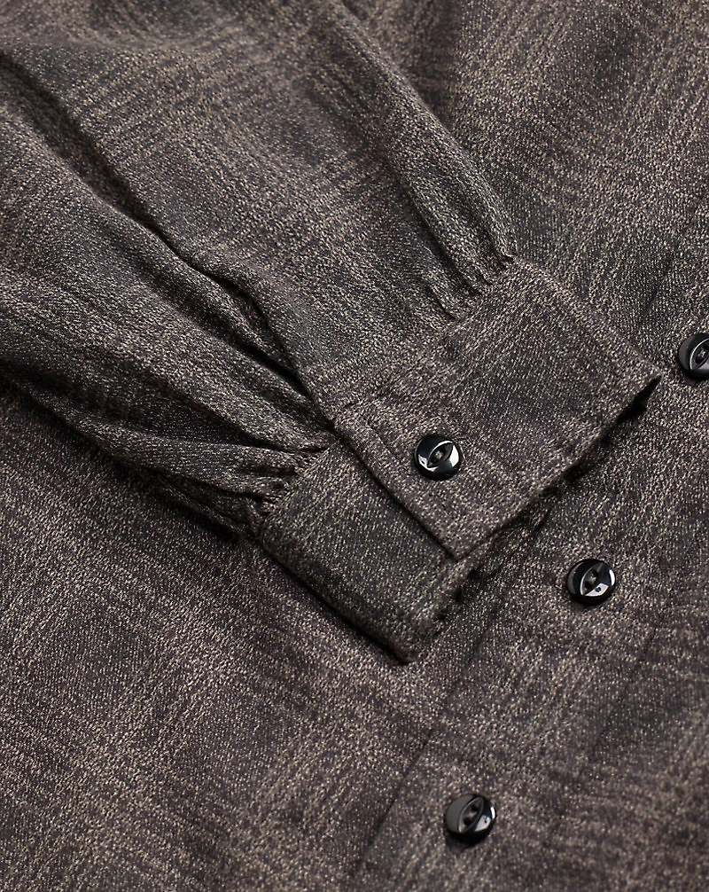 Ombré Plaid Crinkled Cotton Blouse