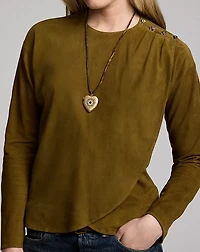 Draped Goat-Suede Blouse