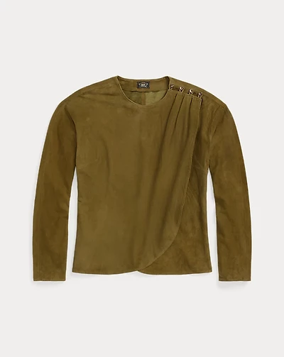 Draped Goat-Suede Blouse