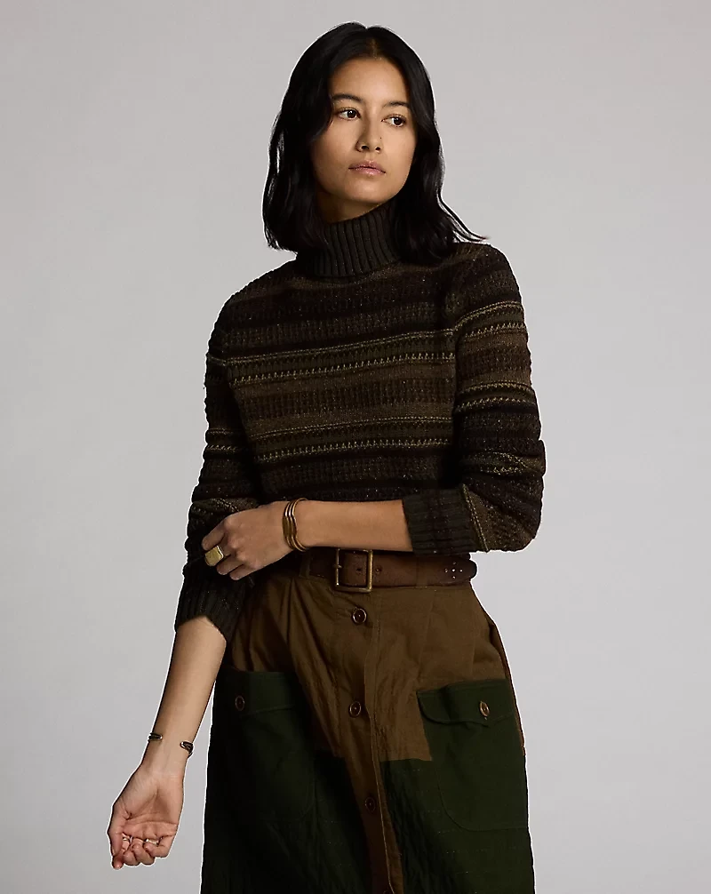 Striped Wool Turtleneck Sweater