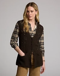 Crochet-Paneled Knit Cotton Vest