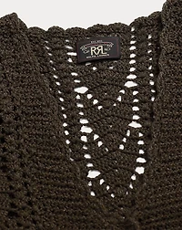 Crochet-Paneled Knit Cotton Vest