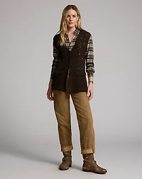 Crochet-Paneled Knit Cotton Vest