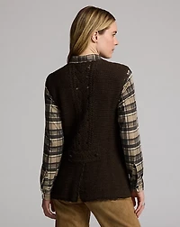 Crochet-Paneled Knit Cotton Vest