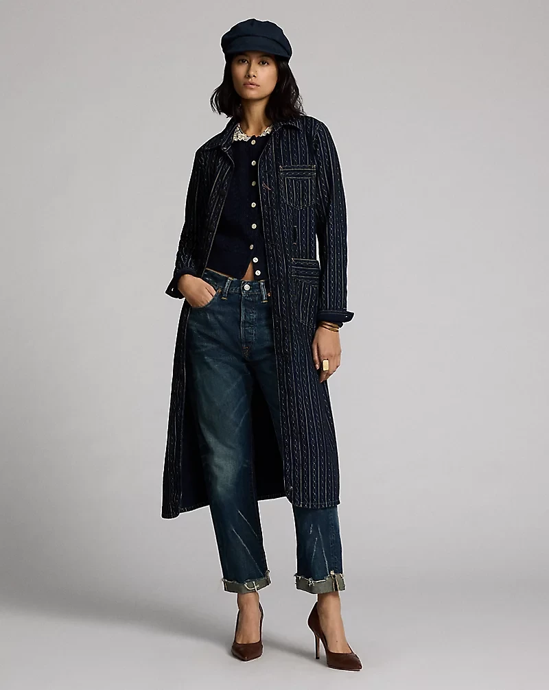 Indigo Print Twill Shop Coat