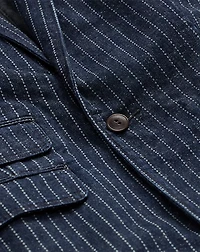 Indigo Dot-Stripe Denim Blazer