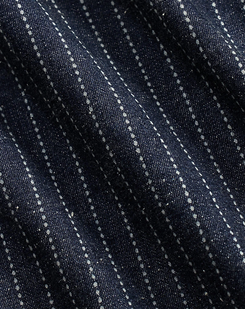 Indigo Dot-Stripe Denim Overall