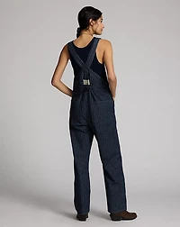 Indigo Dot-Stripe Denim Overall