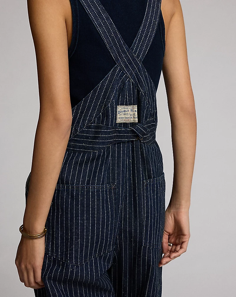 Indigo Dot-Stripe Denim Overall