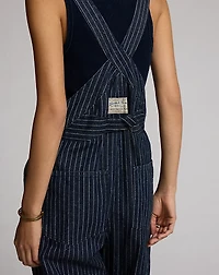 Indigo Dot-Stripe Denim Overall