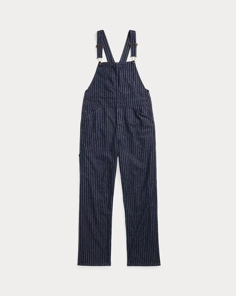 Indigo Dot-Stripe Denim Overall