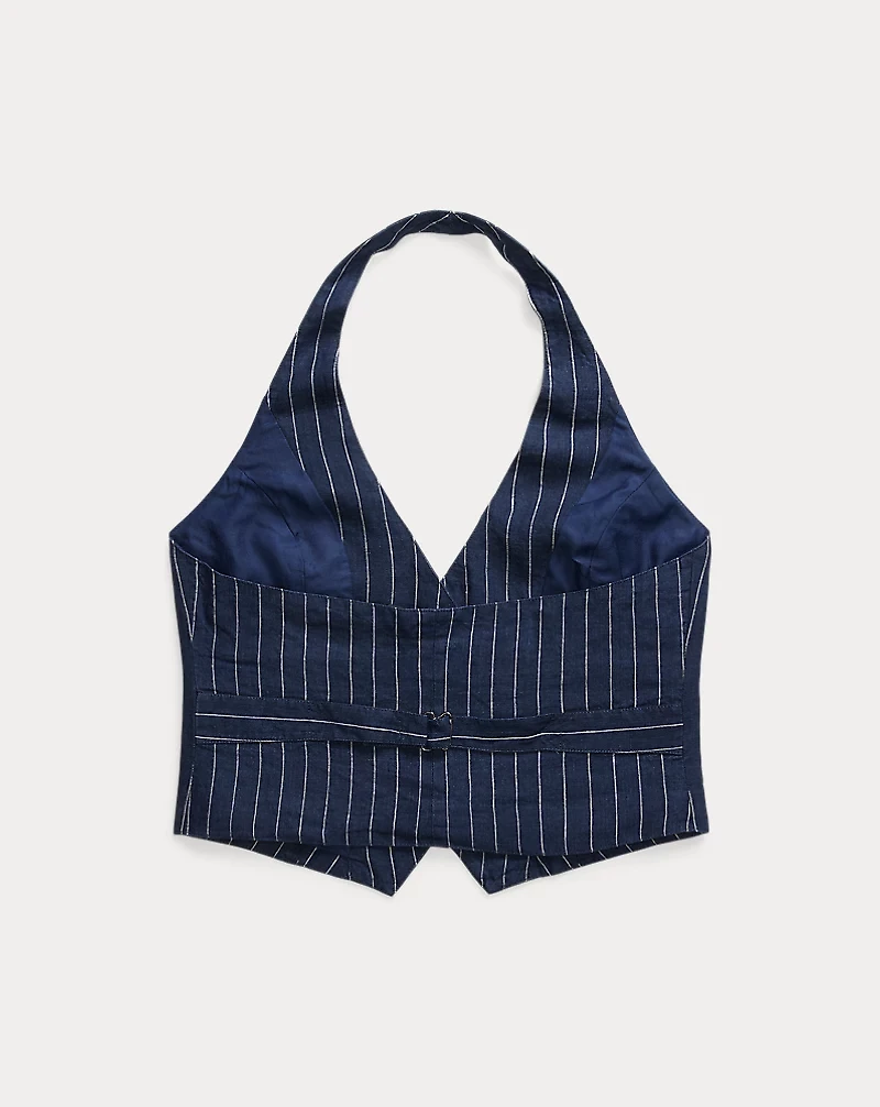 Striped Linen Halter Vest