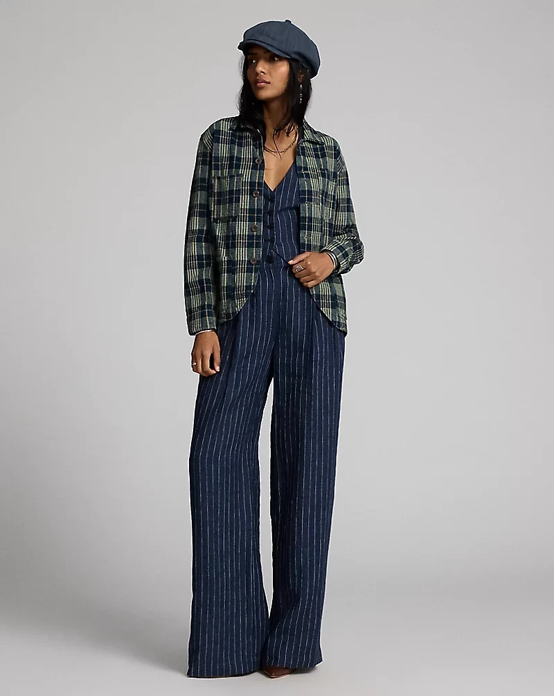 Striped Linen Halter Vest