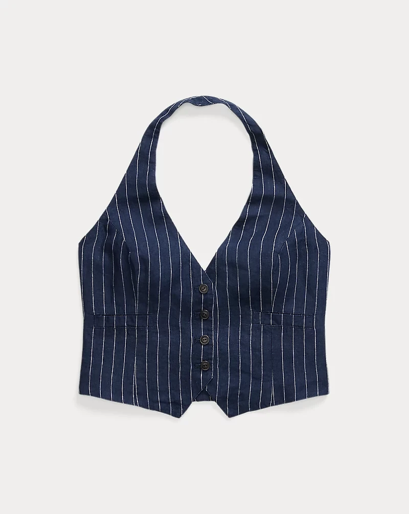 Striped Linen Halter Vest