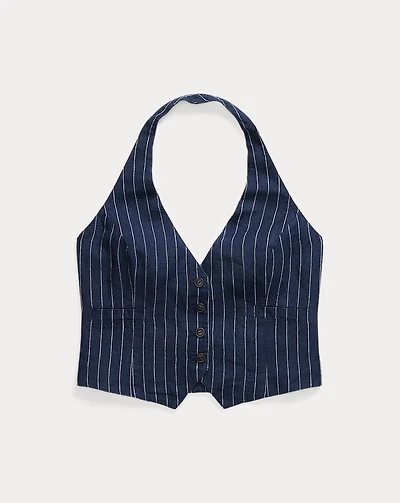 Striped Linen Halter Vest